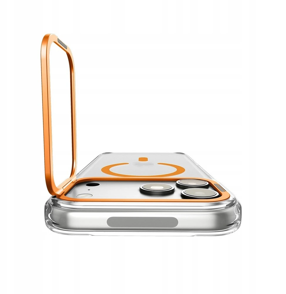 Dėklas Spigen Ultra Hybrid OPTIK S MagSafe iPhone 17 Pro / 18 Pro SKAIDRUS/ORANŽINIS