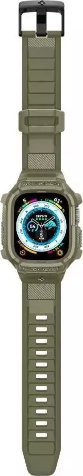 Spigen Rugged Armor Pro – dirželis su dėklu, skirtas Apple Watch Ultra 49 mm (Vintage Khaki)