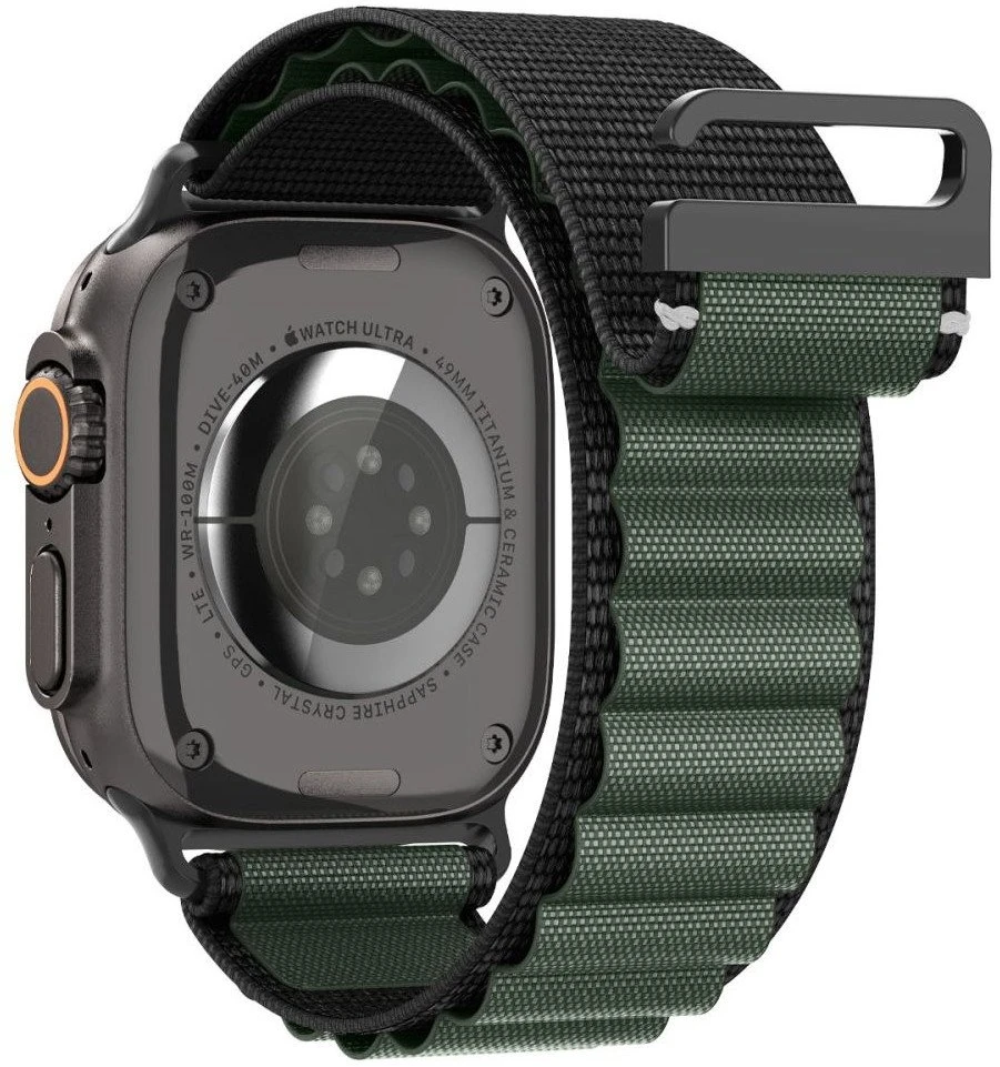 Apyrankė Spigen WBF1 Strap, skirta Watch 44 / 45 / 46 / 49 mm – juodos ir žalios spalvos
