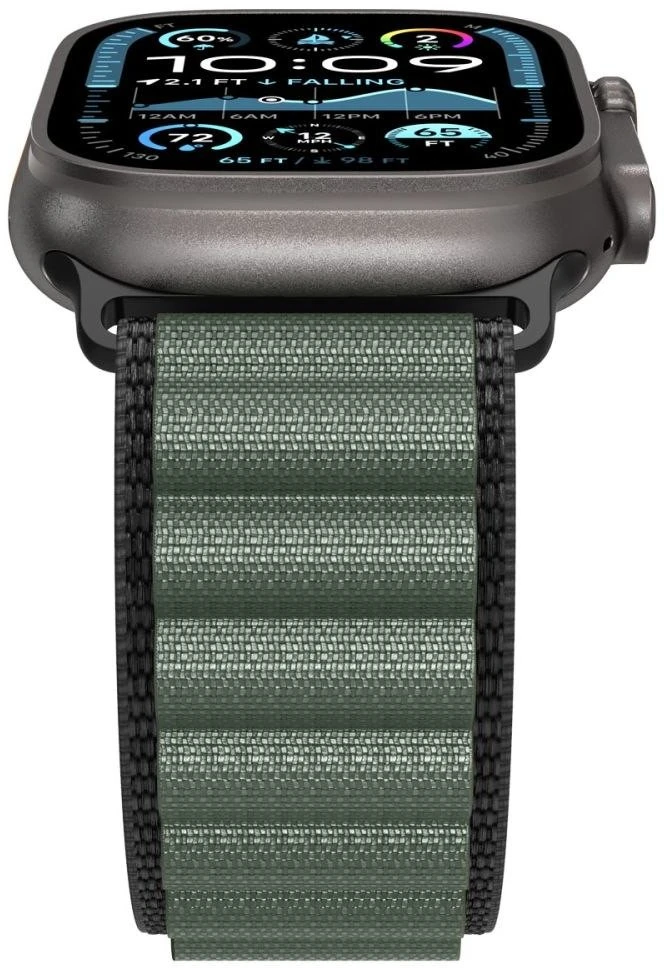 Apyrankė Spigen WBF1 Strap, skirta Watch 44 / 45 / 46 / 49 mm – juodos ir žalios spalvos