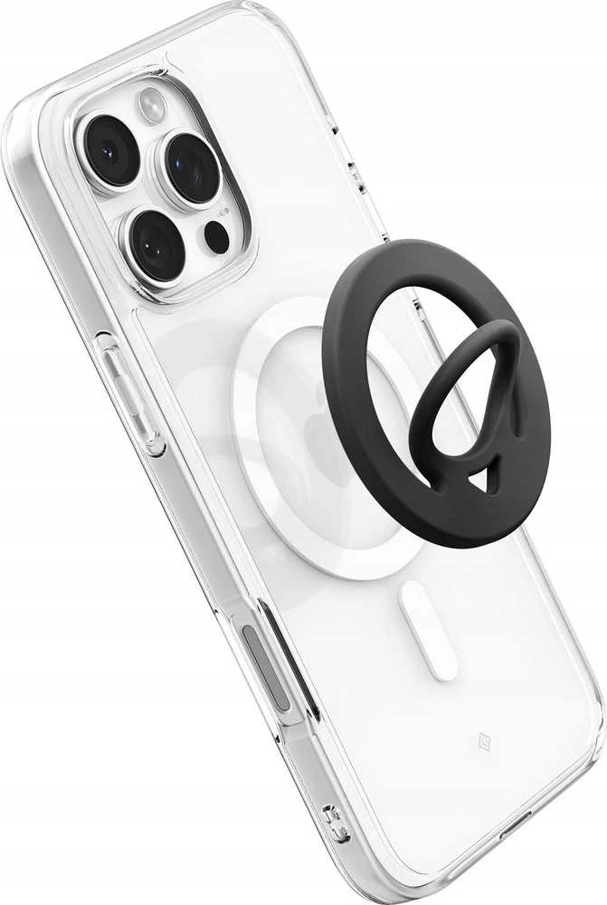 Juodas magsafe žiedas telefonui su laikikliu pirštui „Spigen Dual Pop MAG Magsafe”