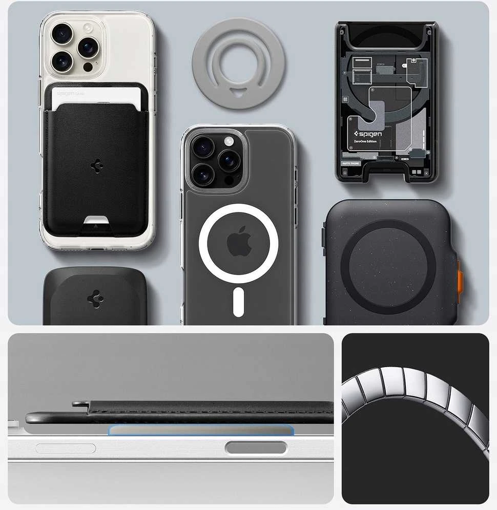 Spigen Dual Pop MagSafe telefono laikiklis, pilkas