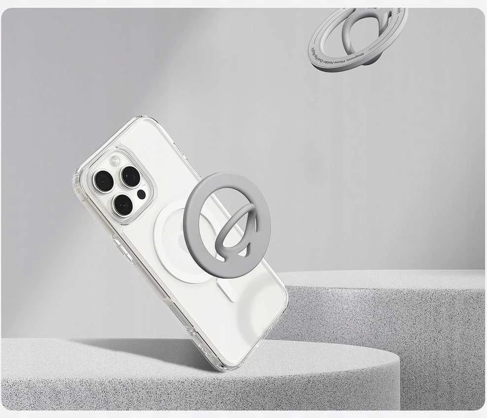 Spigen Dual Pop MagSafe telefono laikiklis, pilkas