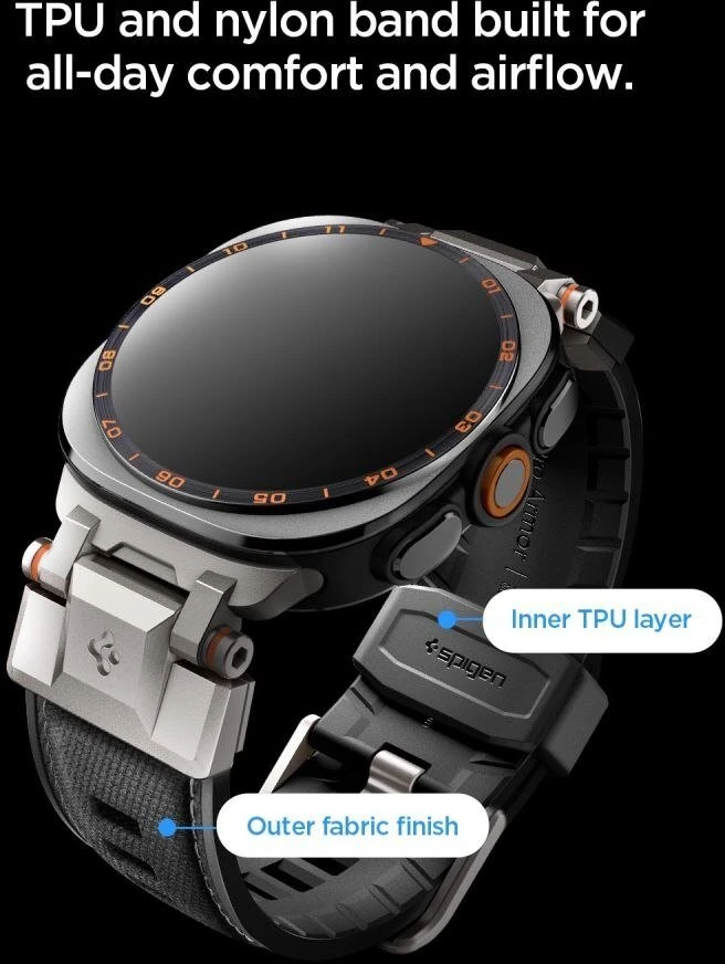 SPIGEN DURAPRO ARMOR DIRŽELIS SAMSUNG GALAXY WATCH ULTRA 1 / 2 2024-2026 (47 MM) Juodas