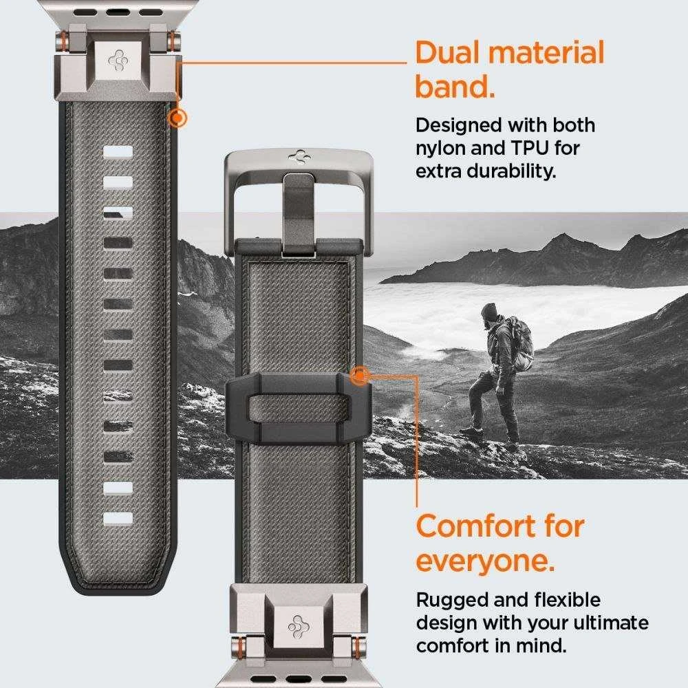 „Spigen DuraPro Armor“ dirželis, skirtas „Apple Watch 44 / 45 / 46 / 49 mm“ – pilkas