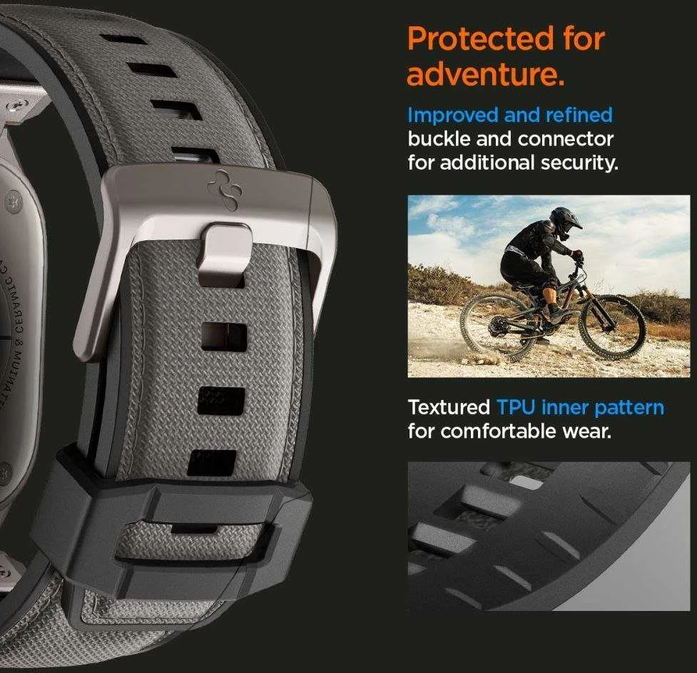 „Spigen DuraPro Armor“ dirželis, skirtas „Apple Watch 44 / 45 / 46 / 49 mm“ – pilkas