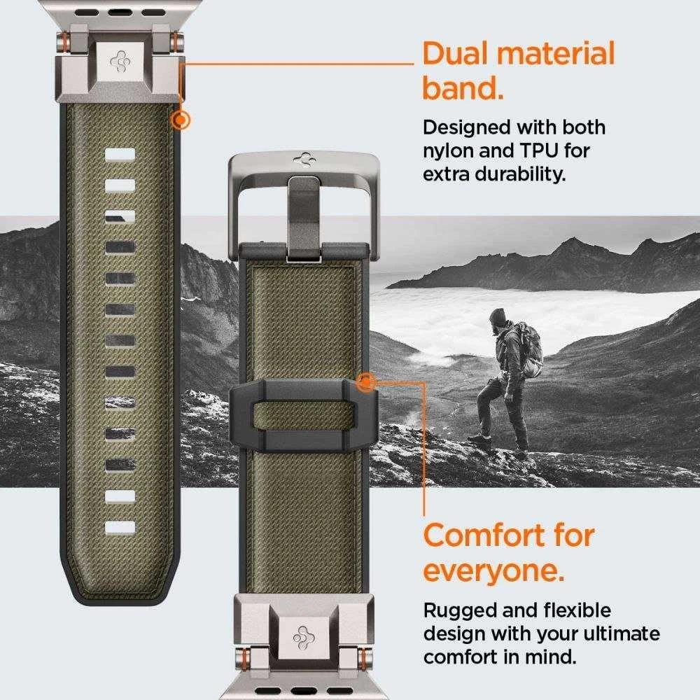 „Spigen DuraPro Armor“ dirželis, skirtas „Apple Watch 44 / 45 / 46 / 49 mm“ – Žalias