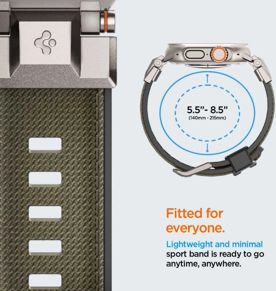 „Spigen DuraPro Armor“ dirželis, skirtas „Apple Watch 44 / 45 / 46 / 49 mm“ – Žalias
