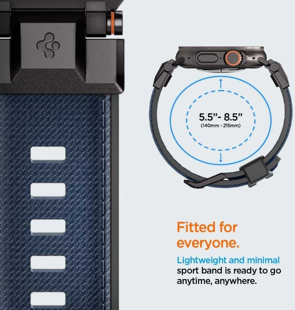 „Spigen DuraPro Armor“ dirželis, skirtas „Apple Watch 44 / 45 / 46 / 49 mm“ – tamsiai mėlynas Mėlyna