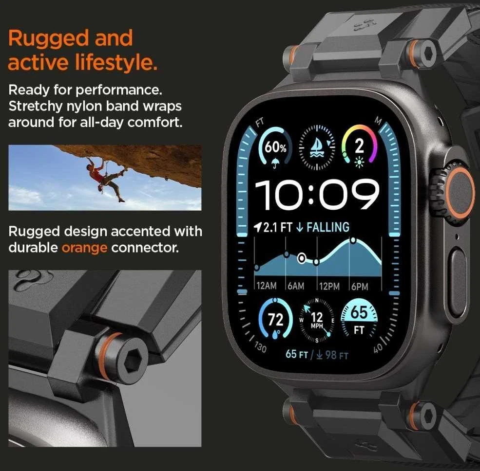„Spigen DuraPro Armor®“ apyrankė, skirta „Apple Watch 44/45/46/49 mm“ (juodas leidimas)