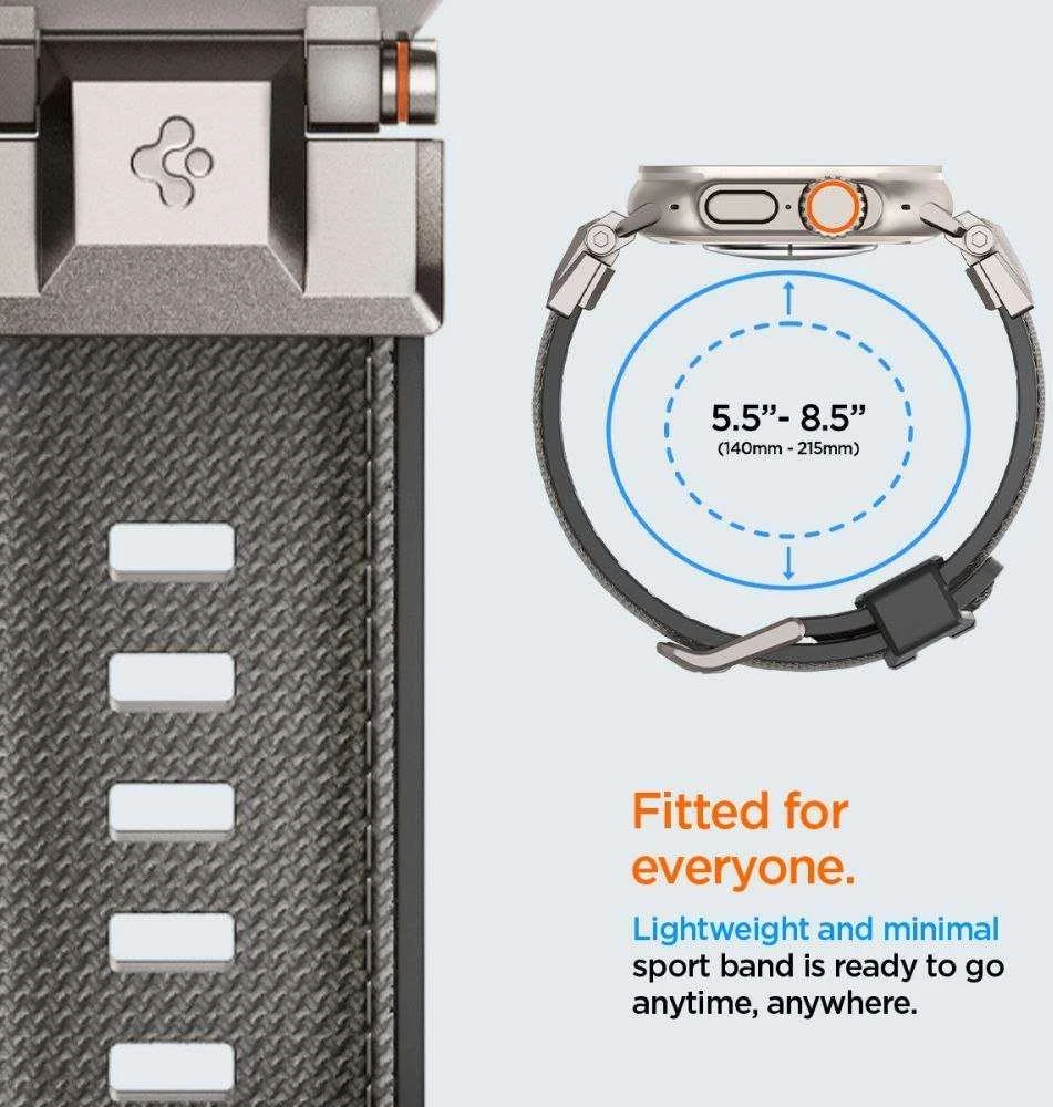 „Spigen DuraPro Armor“ dirželis, skirtas „Apple Watch 44 / 45 / 46 / 49 mm“ – pilkas