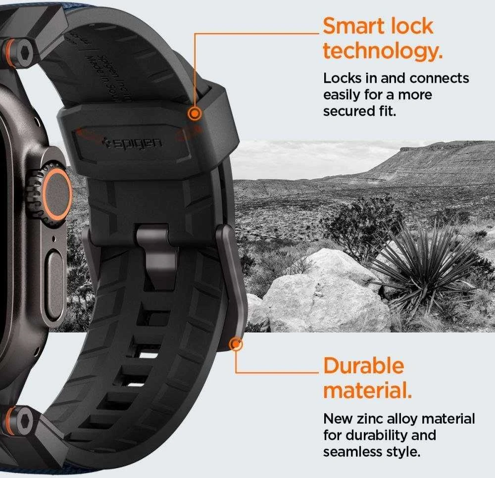 „Spigen DuraPro Armor“ dirželis, skirtas „Apple Watch 44 / 45 / 46 / 49 mm“ – tamsiai mėlynas Mėlyna