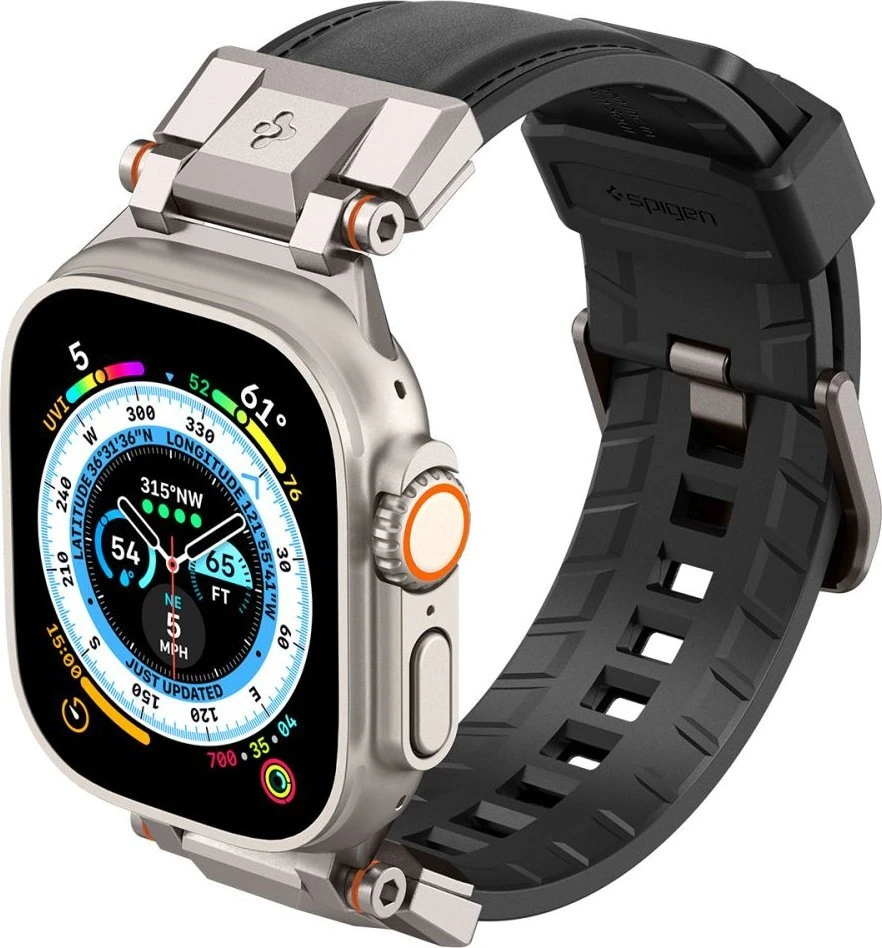 „Spigen DuraPro Armor PU“ dirželis, skirtas „Apple Watch“ 42/44/45/49 mm (juodas)