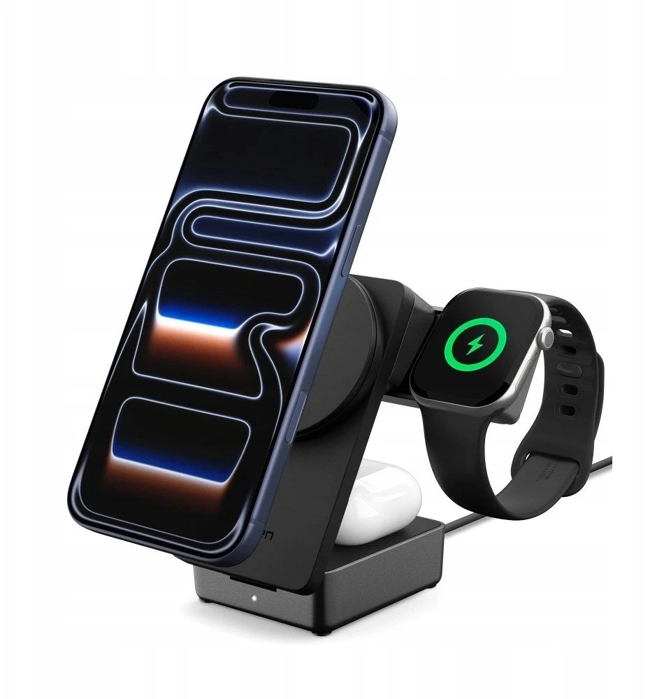 Įkroviklis Spigen Essential MagSafe 3-in-1 Wireless Charger EF323MQ, juodas