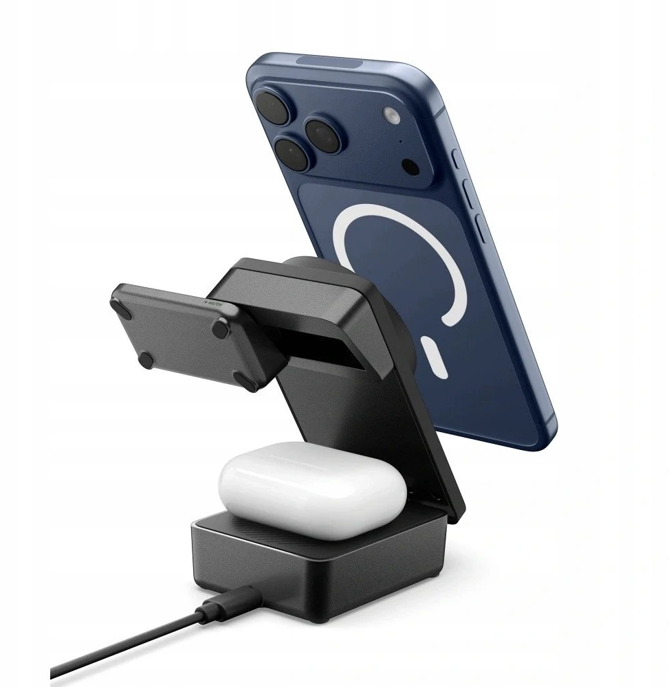 Įkroviklis Spigen Essential MagSafe 3-in-1 Wireless Charger EF323MQ, juodas