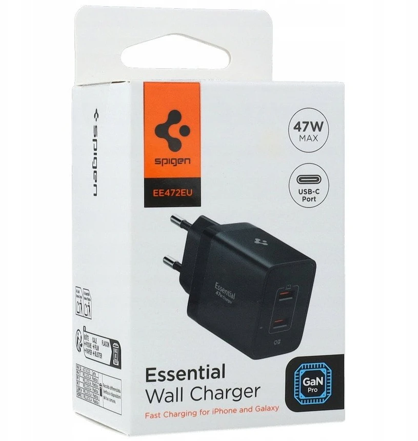 Įkroviklis Spigen Essential 47W Wall Charger EE472EU, juodas