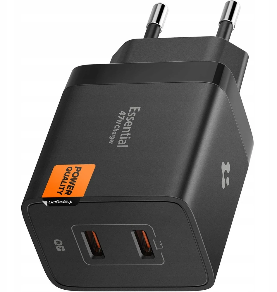Įkroviklis Spigen Essential 47W Wall Charger EE472EU, juodas