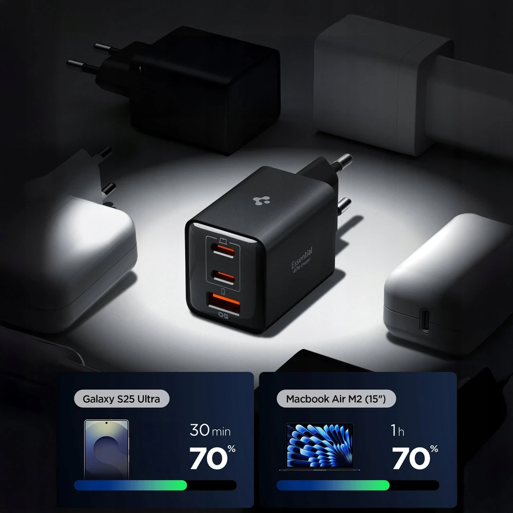Įkroviklis Spigen Essential 47W Wall Charger EE473EU, juodas