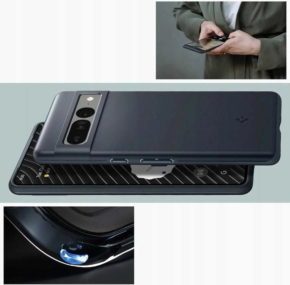Dėklas Spigen Thin Fit, metalinis skalūnas - Google Pixel 7 Pro