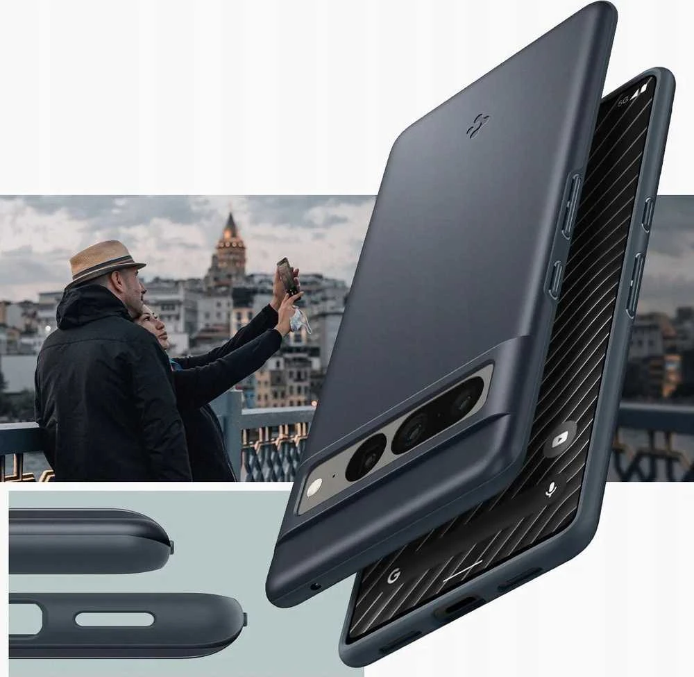 Dėklas Spigen Thin Fit, metalinis skalūnas - Google Pixel 7 Pro