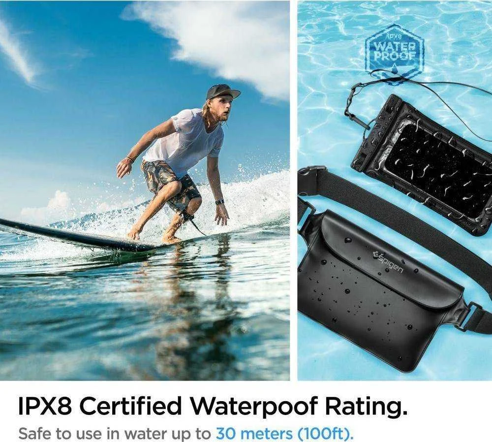 Spigen Aqua Shield A621 vandeniui atsparus dėklas hip bag + floating – juodas
