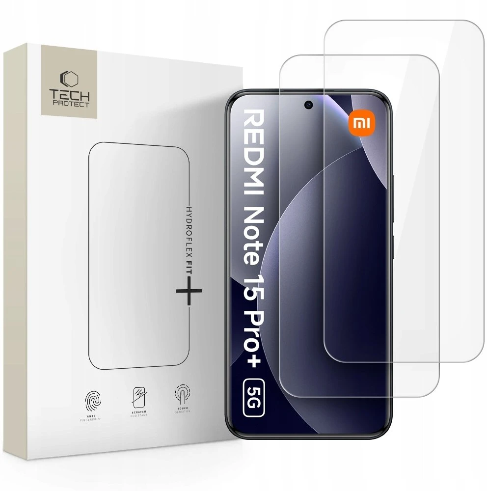 „Tech-Protect HydroFlex FIT+“ 2 vnt. pakuotė, „Xiaomi Redmi Note 15 Pro+ Plus 5G“ skaidrus