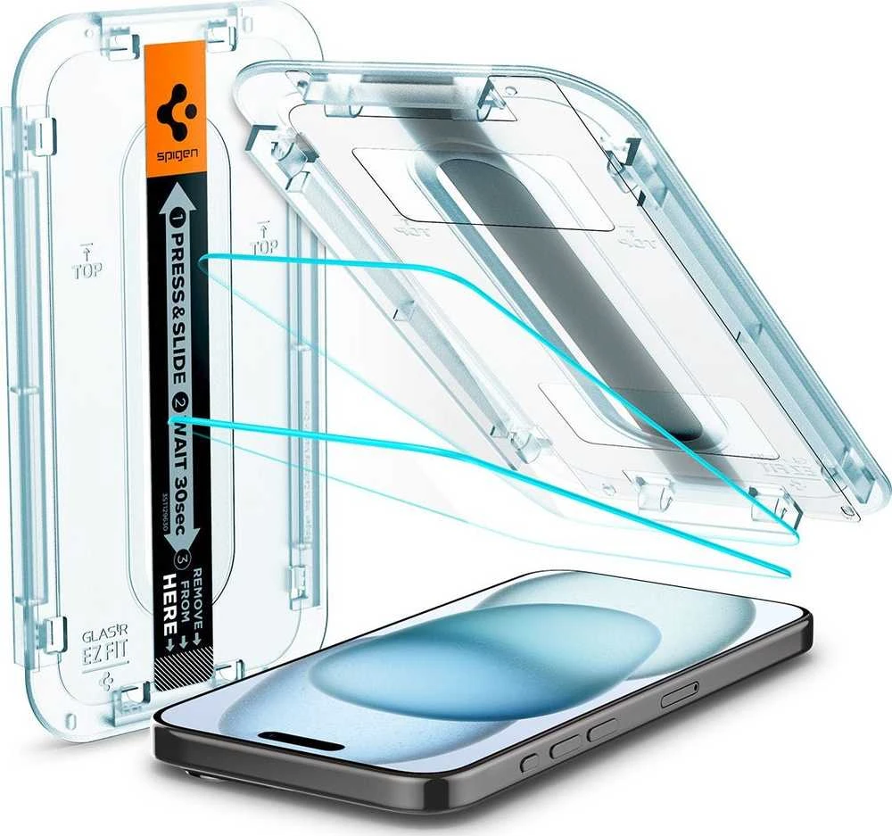 Spigen grūdintas stiklas GLAS.TR EZ FIT 2-PACK skirtas iPhone 15 6,1 Clear