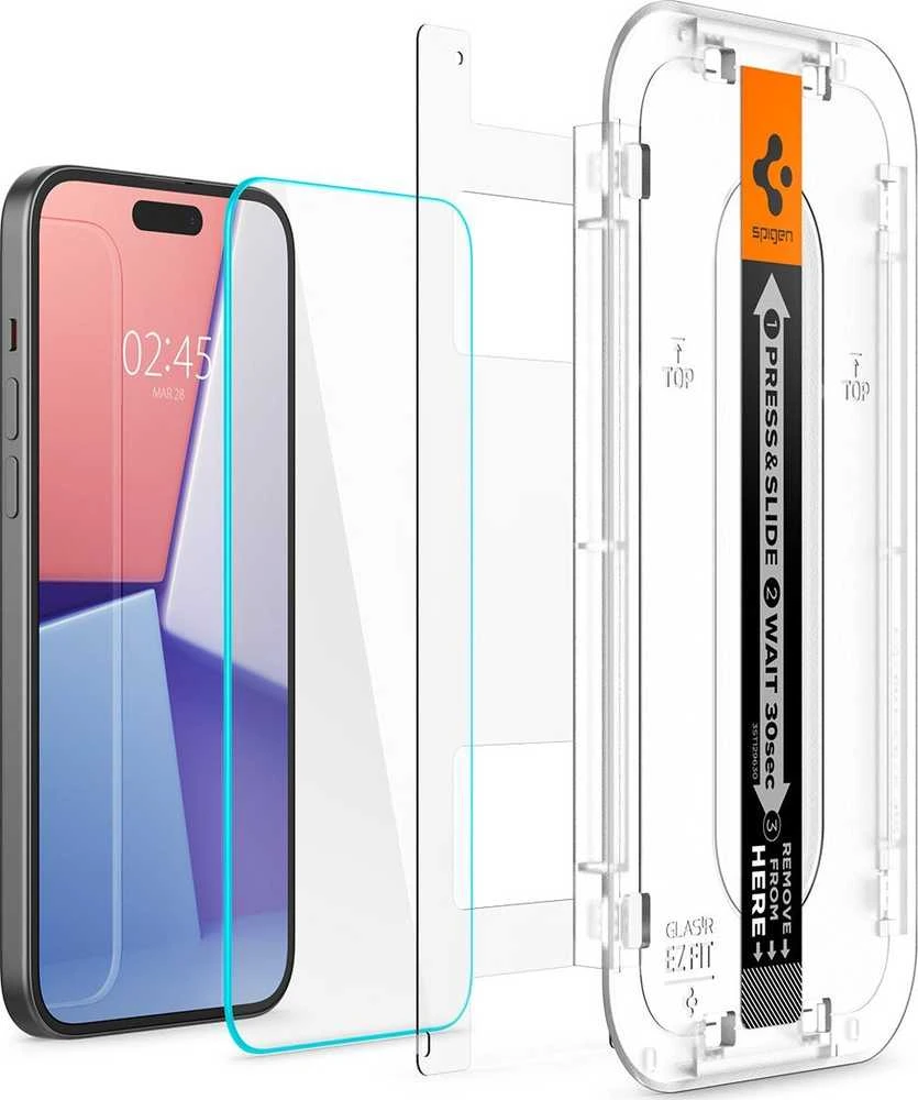 Spigen grūdintas stiklas GLAS.TR EZ FIT 2-PACK skirtas iPhone 15 6,1 Clear