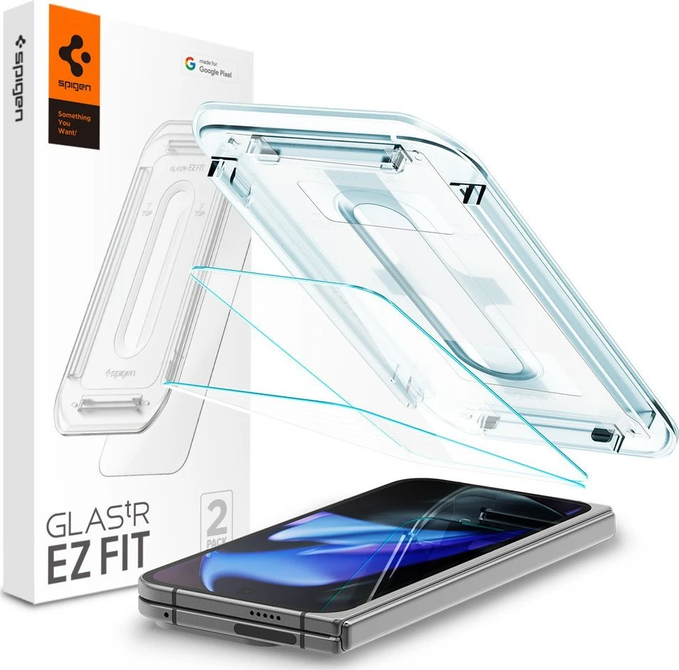 „Spigen Glass tR EZ Fit“ (2 vnt. dėklių), skaidrus – „Google Pixel 9 Pro Fold“