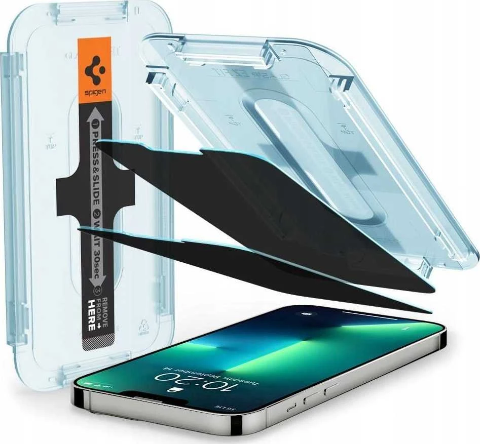 Spigen GLAS.TR EZ FIT Privacy – Apsauginis stiklas with privacy filter skirtas iPhone 15 Pro Max