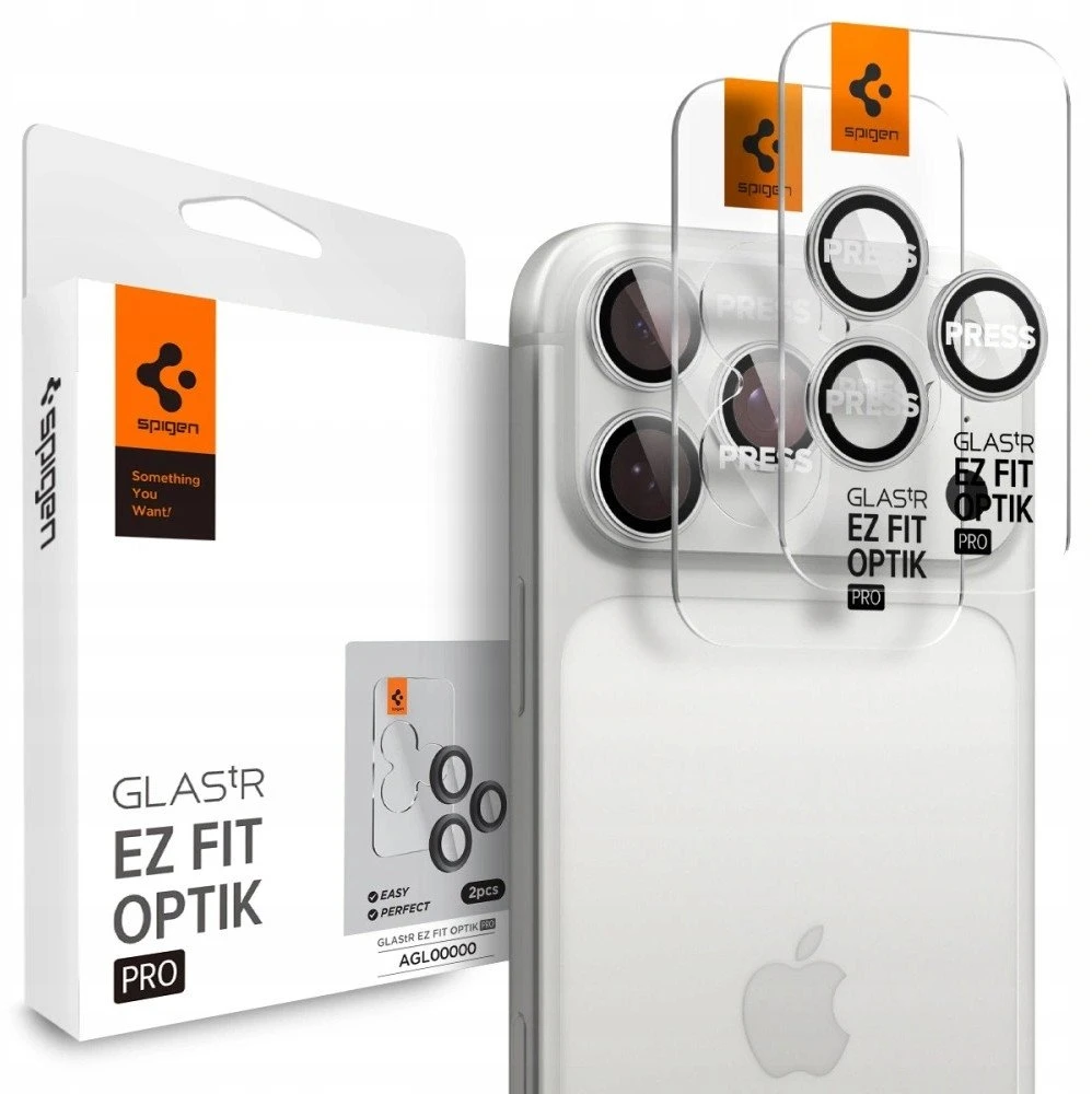 Kamerų apsauga Spigen Glass tR EZ Fit Optik Pro 2 Pack, sidabrinis - iPhone 17/16/15/14 Pro / 17/16/15/14 Pro Max