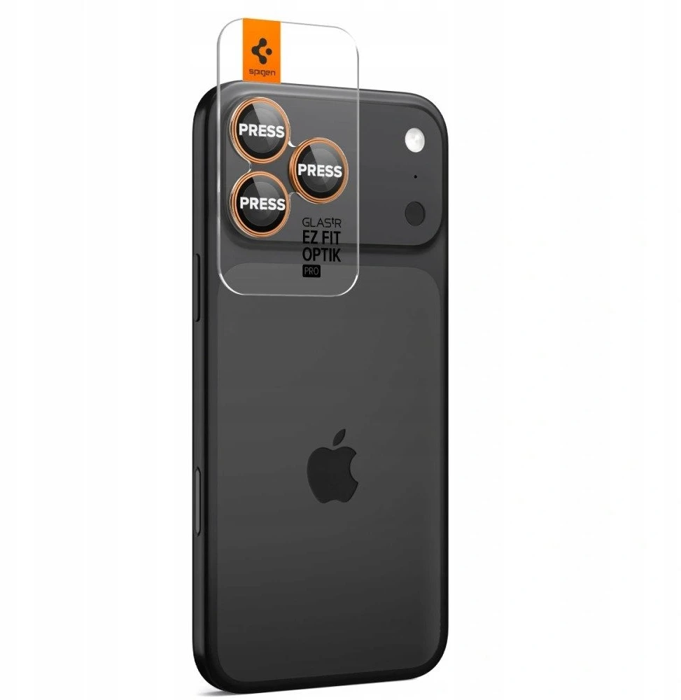 Kamerų apsauga Spigen Glass tR EZ Fit Optik Pro 2 Pack, oranžinis - iPhone 17/16/15/14 Pro / 17/16/15/14 Pro Max