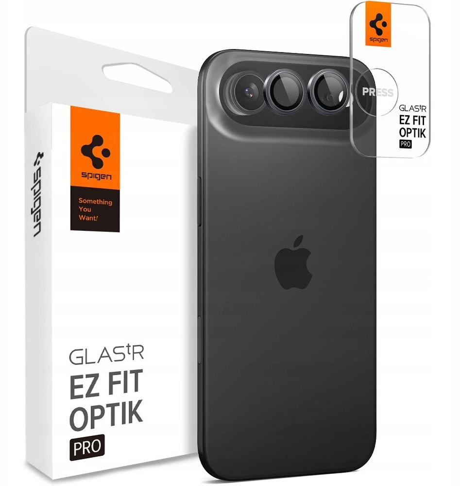 Spigen „Glass tR EZ Fit Optik Pro“ 2 vnt. pakuotė, pilka – „iPhone Air“