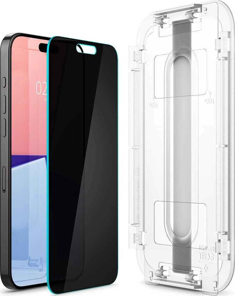 Apsauginis stiklas Spigen stiklas tR EZ Fit (Privacy) 2-pack, skaidrūs - iPhone 15 Pro Max