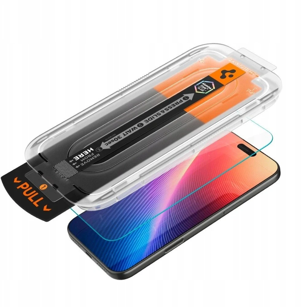 „Spigen Glass tR EZ Fit Pro HD“ (privatumo apsauga) 1 vnt., skaidrus - iPhone 17/16 Pro / 17