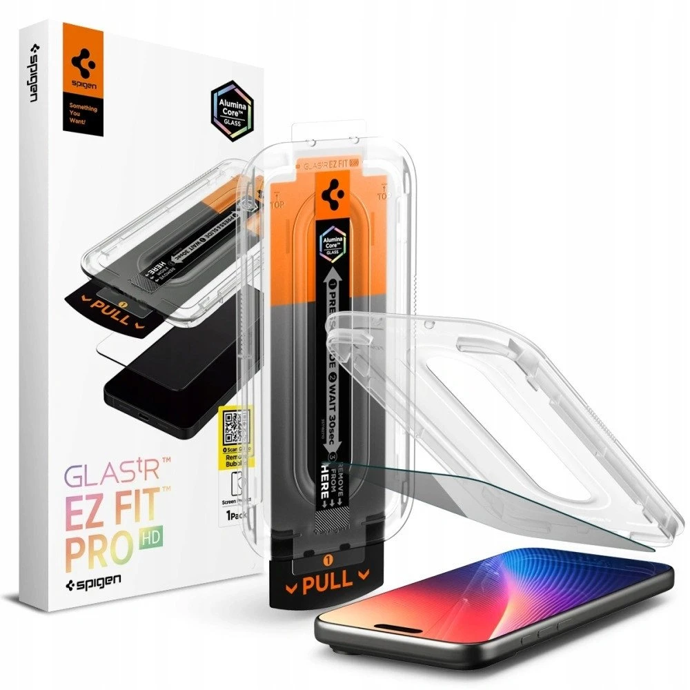 „Spigen Glass tR EZ Fit Pro HD“ (privatumo apsauga) 1 vnt., skaidrus - iPhone 17/16 Pro / 17