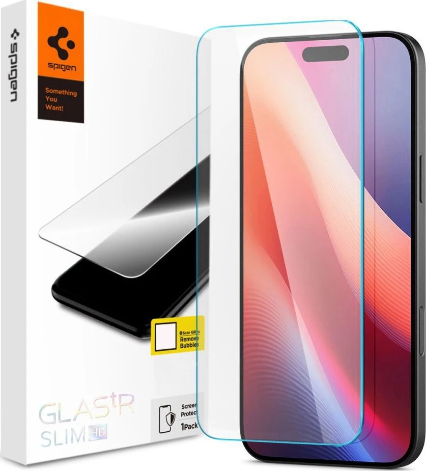 „Spigen Glass tR Slim HD“ 1 vnt., skaidrus – iPhone 16/15 Plus