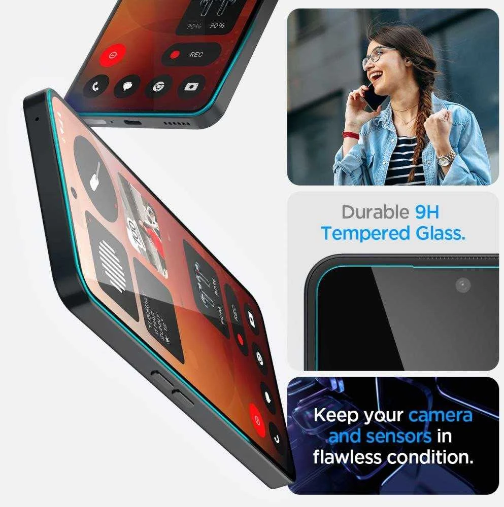 Spigen Glas.tR EZ Fit grūdintas stiklas, skirtas „Nothing Phone 3A / 3A Pro“ - skaidrus