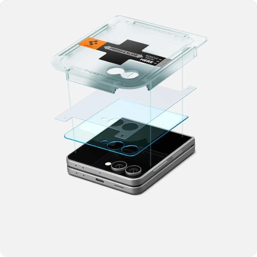 Apsauginis grūdintas stiklas Samsung Galaxy Z Flip 7 telefonui „Spigen Glas.TR EZ Fit HD 2 vnt.”