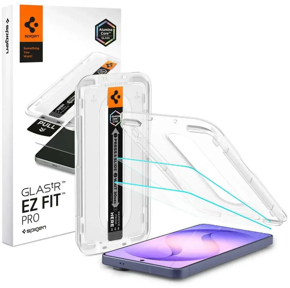 „Spigen Glass tR EZ Fit Pro“ (nespindintys) 2 vnt., skaidrūs – „Samsung Galaxy S26+“