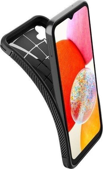Spigen dėklas Rugged Armor, skirtas Samsung Galaxy A14 4G / LTE matinės juodos spalvos