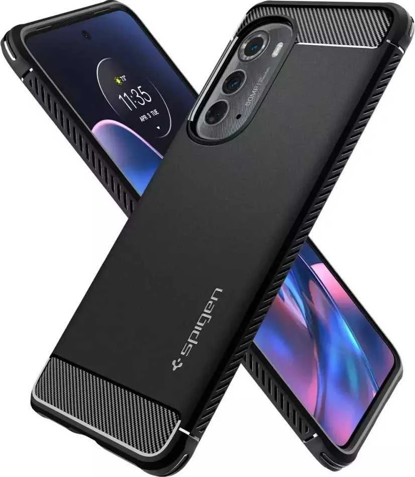 Dėklas Spigen Rugged Armor, juodas - Motorola Edge 2022