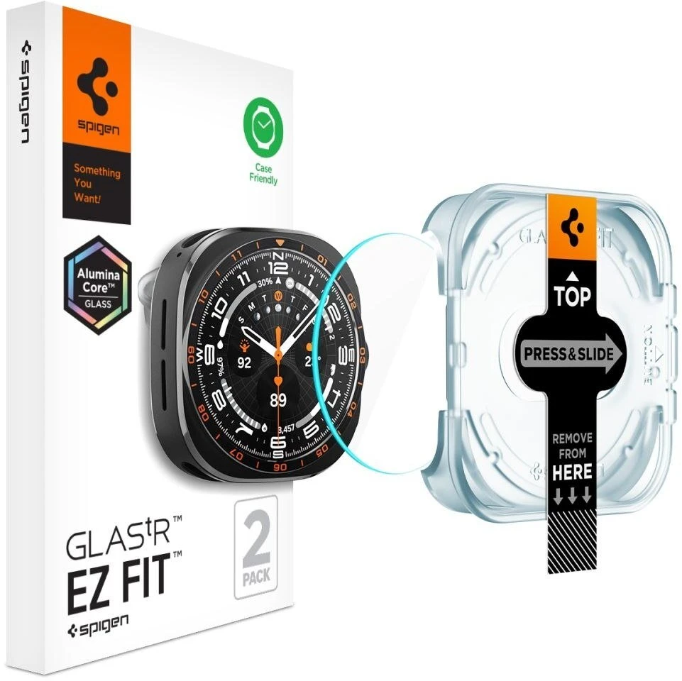GRŪDINTAS STIKLAS Spigen GLAS.TR EZ-FIT AC 2-PACK Samsung Galaxy WATCH ULTRA 2 2026 (47 MM) SKAIDRUS