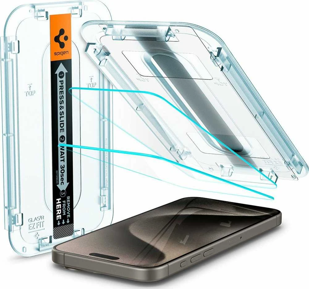 Szko do etui + Aplikator Spigen Glas.tR EZ Fit 2 vnt. do iPhone 15 Pro