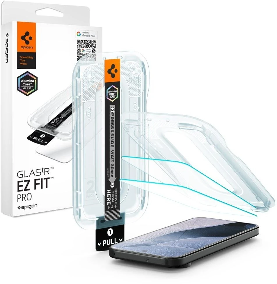 GRŪDINTAS STIKLAS Spigen GLAS.TR EZ FIT PRO AC 2-PACK GOOGLE PIXEL 11 PRO XL SKAIDRUS