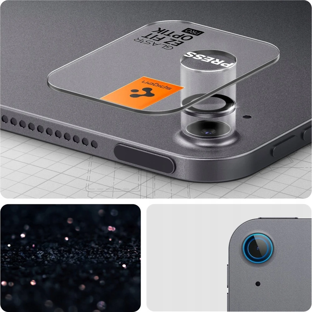 „Spigen Glass tR EZ Fit Optik Pro“ 2 vnt. pakuotė, erdvi pagalvėlė – „iPad Air 11“/13“ (2024/2025)