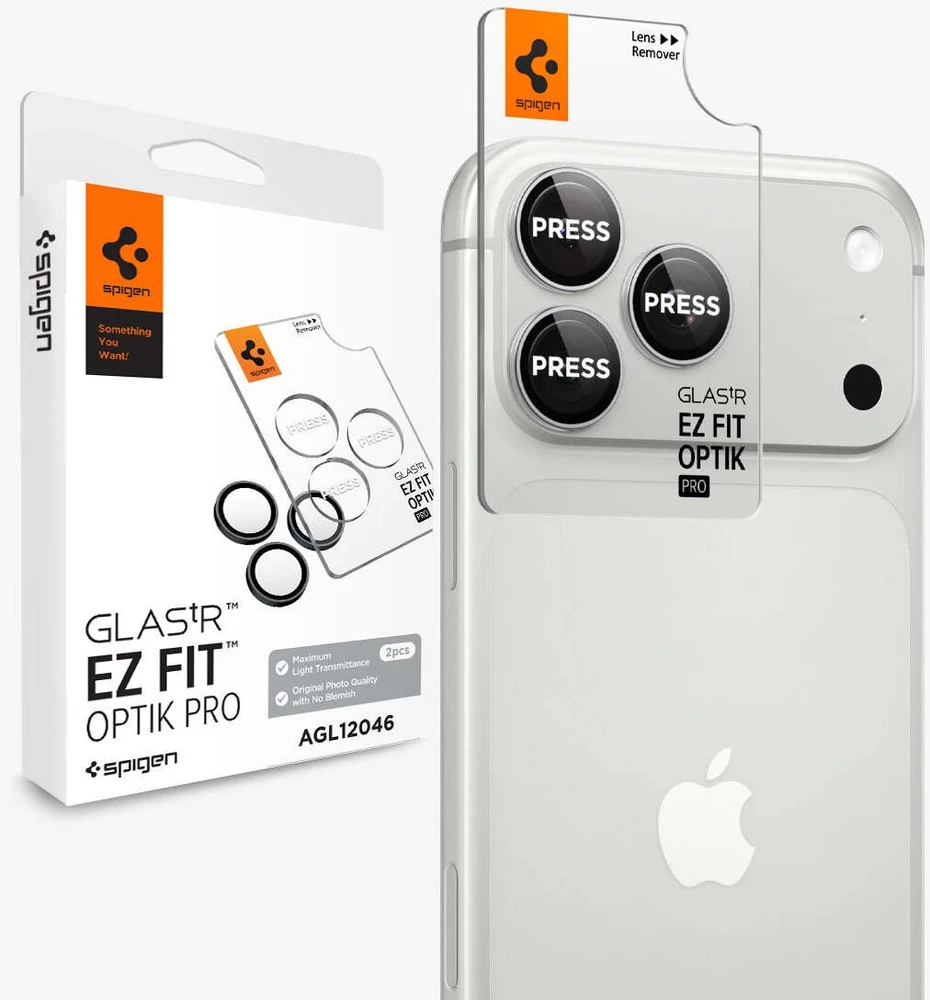Spigen Optik Pro GLAS.TR EZ FIT 2 vnt. grūdinto stiklo apsauginis fotoaparato ekrano apsauginis stiklas iPhone 18 Pro / 18 Pro Max - Sidabrinis