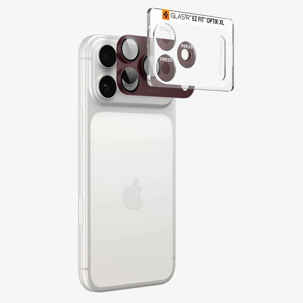 Spigen Optik Pro XL GLAS.TR EZ FIT grūdintas stiklas, skirtas iPhone 18 Pro Max – tamsiai vyšninė