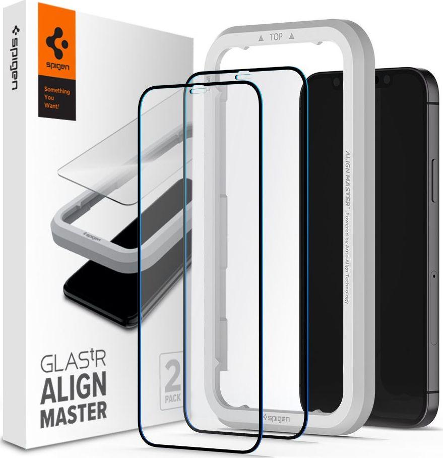 Spigen GRŪDINTAS STIKLAS SPIGEN ALM GLASS FC 2 PACK IPHONE 12 / 12 PRO  Juodas | Varle.lt