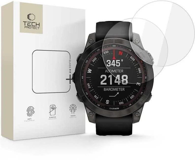 Tech-Protect Glass Fit+ 2-pack apsauginis stiklas skirtas Garmin Fenix 7X / 7X Pro – skaidrus